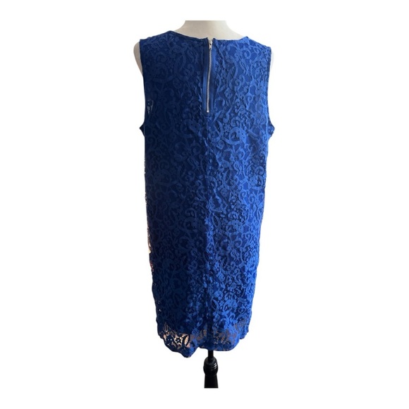 Elegant Blue Lace Sleeveless Dress - Picture 6 of 8